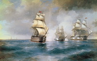 Айвазовский И. К. Бриг «Меркурий», атакованный двумя турецкими кораблями. 1892