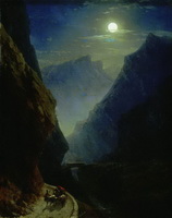 Айвазовский И. К. Дарьяльское ущелье в лунную ночь. 1868